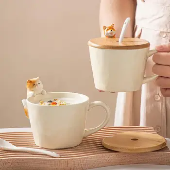 Solhui Ins keramikos mielas 3-D šuniukas, kačiukas, puodeliai, kavos puodeliai vandens dovanos