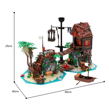 SS-136368 F0rbiddened Saloje Pastatytame Piratų Paplūdimio Pilis Modelis 1448 Modulinės Vienetų Viduramžių Pilies Statyba Blokai Žaislai Kostiumas