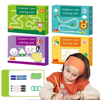 Stebuklinga Sekimo Darbaknygę Rinkinys Daugkartinio naudojimo Magija Praktikoje Copybook Vaikams su Piešimo Rašikliai ir Trintukas Montessori Rašyti Korteles Žaislas