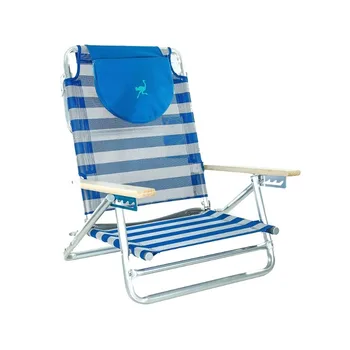 Stručių 5 Pozicijos, Aliuminio Paplūdimio Kėdės, Mėlyna/Sidabro