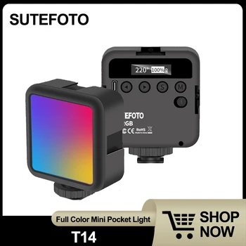 SUTEFOTO T4 T15 RGB Full Portable LED Kišenėje Vaizdo Šviesos 2500-9000K Pritemdomi grupė Lempa Fotoaparato Fotografija