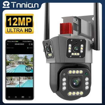 Tnnian 6K 12MP Tris Objektyvas WIFI PTZ Kamera 4K Trys Ekrano Lauko AI Žmonių Auto Stebėjimo Apsaugos VAIZDO Stebėjimo Kameros
