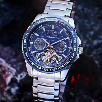 Top Brand Prabanga išskaptuotas Mechaninis laikrodis Vyrams, Automatinė Likvidavimo Vyrų Verslo Žiūrėti, 3D Dial Vandeniui Whatches