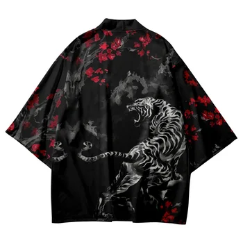 Tradicinis Haori Tigras Spausdinti Cosplay Kimono 2022 M. Moterys Vyrai Harajuku Japonijos Paplūdimio Yukata Streetwear Cardigan Azijos Drabužių
