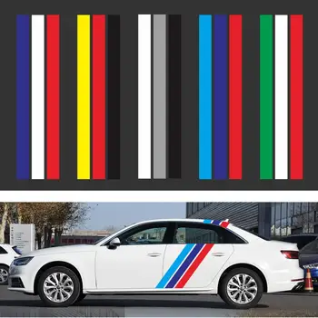 Tricolor Linijos Užsakymą Vinilo Decal Automobilių Kėbulo Durų Šonų Lipdukai, Juostelės Lenktynių Stiliaus