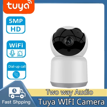 Tuya Smart home Security patalpų WiFi mini Kamera 5MP 2MP, Dviejų krypčių Garso, VAIZDO Stebėjimo HD Auto Stebėjimo Wireless Baby Monitor