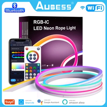 Tuya Smart WiFi LED Neon Juosta RGB 12V atsparus Vandeniui Silikonas Šviesos Juosta Nuotolinio/Wi-fi /Bluetooth APP LED Juostelės Kambario Apdaila