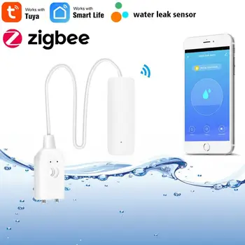 Tuya Zigbee Smart Vandens Nuotėkio Signalizacija, Vandens Nuotėkio Jutiklis, Detektorius Potvynių Pavojaus Perpildymo Apsaugos Signalizacijos Sistema Reikia ZigBee Vartai