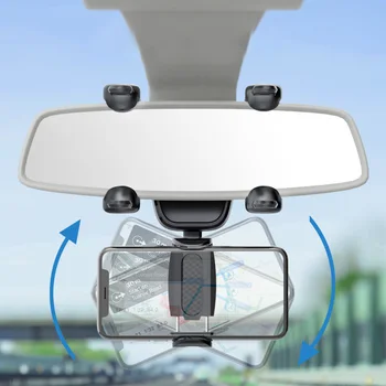 Universalus 360° Pasukti Ištraukiama Automobilinis Telefono Laikiklis, galinio vaizdo Veidrodis Vairuotojo Diktofonas Laikiklis Mobiliojo Telefono Palaikymas 