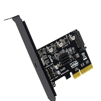 USB PCIE Card C Tipo PCI - 4X USB 3.2 Gen 2X2 (20Gbps) ASM3242 Lustų rinkinys, skirtas 