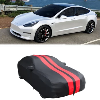 Už Tesla Model 3 Ruožas Satino Patalpų Automobilių Padengti Apsauga Nuo Dulkių Aukštos Elastinės Apsaugos Ruožas Medvilnės Stora, Apsaugos Nuo Užsiteršimo Automobilių Padengti