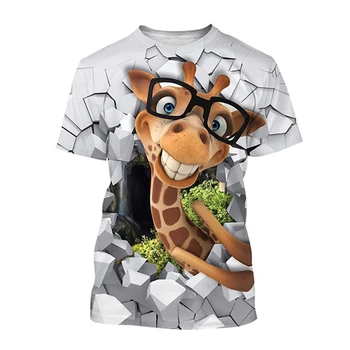 Vasaros Žirafa T-Shirts Gyvūnų Alpaka 3D Atspausdintas Streetwear Vyrų, Moterų Atsitiktinis Mados Negabaritinių Marškinėliai Vaikams Tees Viršūnes Drabužiai