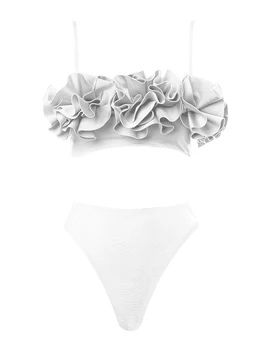 Vientisos Spalvos 3D Gėlių Bikini 2023 Moterų maudymosi Kostiumėliai, Vasarinės Dizaino Prasme, Dviejų dalių maudymosi kostiumėlį, Maudymosi Kostiumai Atostogų Sexy / Naujas