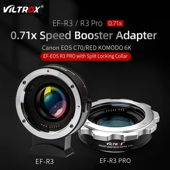 Viltrox EF-R3 Pro 0.71 x Speed Booster AF Objektyvo Adapteris, skirtas viso Kadro Canon EF Objektyvo RF EOS RP R3 R5 R6 C70 RAUDONA KOMODO 6K