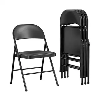 Vinilo Kamšalu Metalo Lankstymo Kėdės, du kartus Karkasinis, Juoda, 4 - Kompiuterio kėdės, Stalo, kėdės, Biuro kėdės ir sofos, Biuro kėdė Silla d