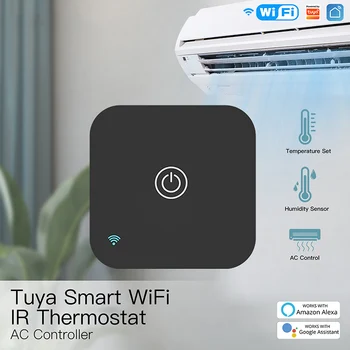 WiFi IR Termostatas AC Valdytojas Palieskite Mygtuką Smart Gyvenimo Tuya APP Belaidžio Temperatūros ir Drėgmės Jutiklis Balso Alexa, Google