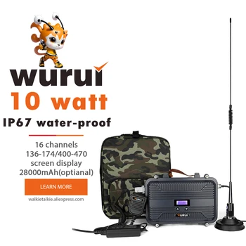 Wurui V9 walkie talkie kartotuvas 10 w IP67 atsparus vandeniui radijo įgyvendinimo kolektorinis VHF UHF ilgo nuotolio kumpis profesionalus gaisrininkas