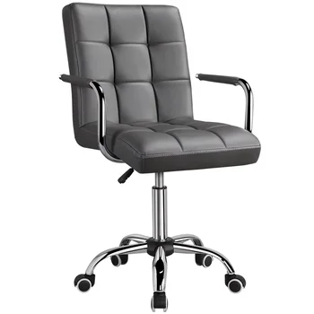 ŠYPSENA MART Moderni Reguliuojama Dirbtiniais Odos Pasukama Biuro Kėdė su ratukais, Pilka stalo žaidimų kėdė kėdė