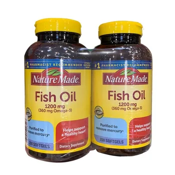 Žuvų taukų 1200 mg 360 mg Omega-3, palaiko Sveiką Širdies 200 Softgels*2 butelį